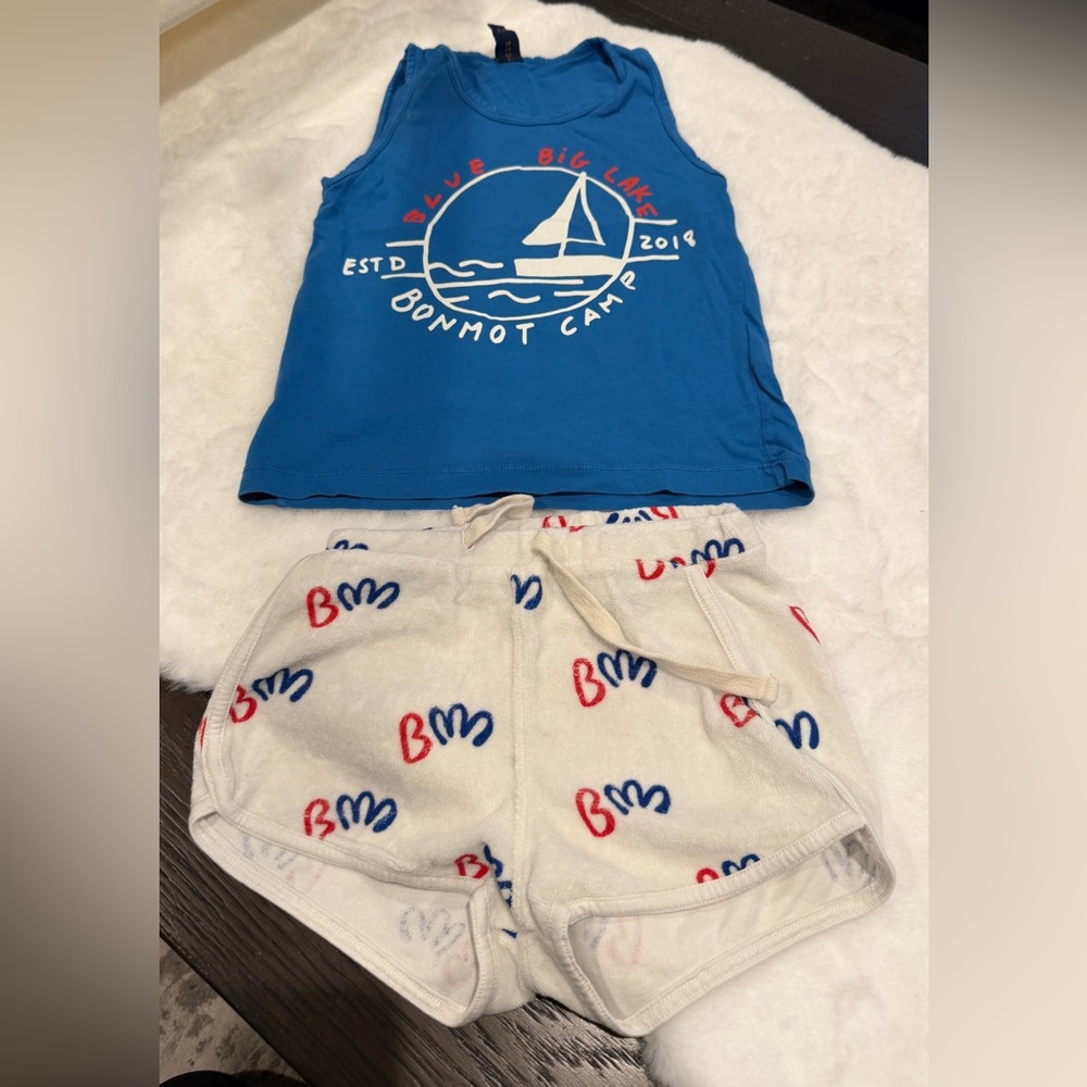 Bonmot blue tank & terry cloth shorts